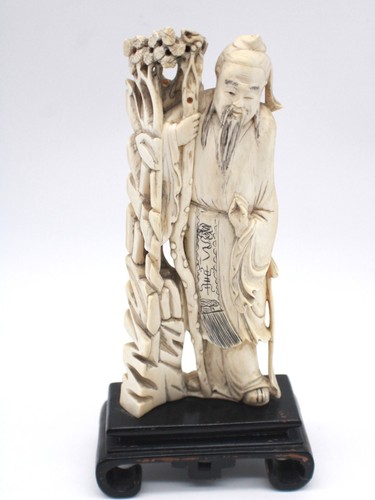 Antique Japanese Carved Okimino Figure On Stand Intricate Display Piece