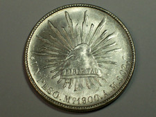 Silver 1900 Mo AM Mexico Peso  KM#409.2   Choice AU/Unc.     SN7768
