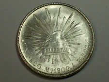 Silver 1900 Mo AM Mexico Peso  KM#409.2   Choice AU/Unc.     SN7768