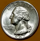 🟅 BU 1947-D 90% Silver Wash. Quarter 25¢ - 79-Year-Old Coin FREE SHPG