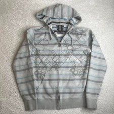 Y2K billabong mens striped spell out logo full zip hoodie skater surf 90s M