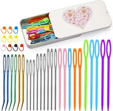 17 PCS Yarn Needles Metal Bent Tip Tapestry Needles Yarn Weaving Needles Large