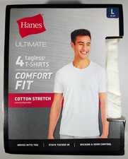 NEW Hanes Ultimate Men's 4-Pack Size Large 42"-44" White Crewneck T- Shirts