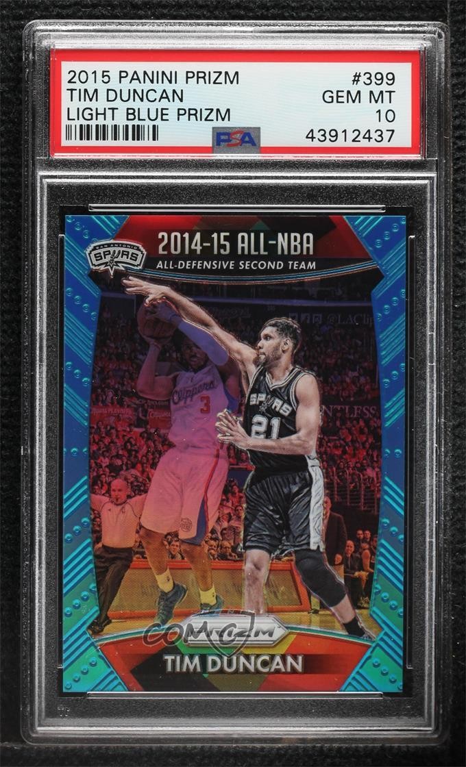 2015 Panini Prizm All-NBA Team Light Blue /199 Tim Duncan PSA 10 GEM MT HOF 5ir