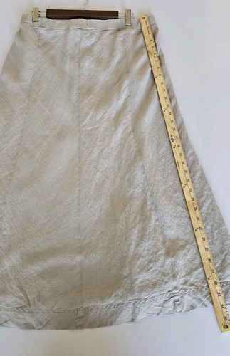 J. Jill 100% Leinen Rock Gr. L A-Linie Maxi grau beige Freizeit Reise klassisch Basic - Bild 6 von 11