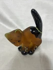 Fenton Glass Halloween Cat. Scaredy-Cat. Hat On Tail. Hand Painted