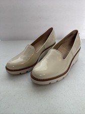 Vionic Willa Wedge Slip On Loafer Cream Ivory Patent 38/7.5 M Water Repellent