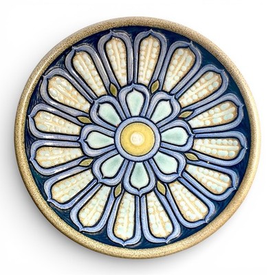 Carved Stamped Kate Waltman Platter/Bowl 9.5'', Handmade Studio Art Pottery