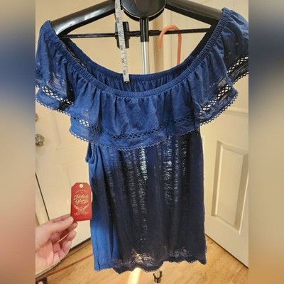 NWT Women's Blue Off-Shoulder Top Faded Glory Size XL
