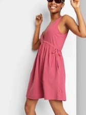 Women's Sleeveless Tie-Strap Babydoll  Knit Dress Wild Fable Red Pink Small NWT