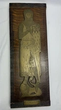 VINTAGE Brass Rubbing Facsimile SIR ROBERT DE BURES 1302 Wood Mounted Cast Resin