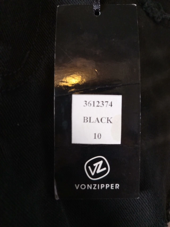 Pantalones cortos de mezclilla VON ZIPPER negros, talla 10 nuevos con etiquetas para mujer Foto 4 de 4