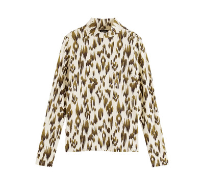 Scotch & Soda Slim Fit Ikat Print Shirt Top Womens Medium Cream Long Sleeve