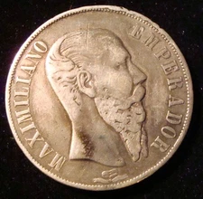 1 Peso Mexico, Empire of Maximilian 1867 Mo, Silver Crown