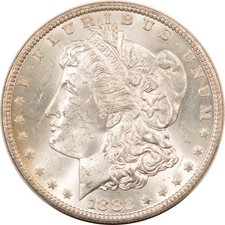 1882-CC $1 MORGAN DOLLAR - CHOICE BRILLIANT UNCIRCULATED, CARSON CITY!