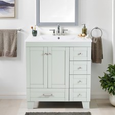 30 Blue Grey Bathroom Vanity with Ceramic Sin...