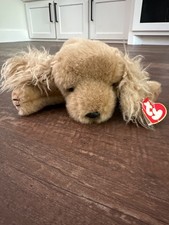 Ty Beanie Baby Corky Dog 9” Plush 2023 Style Brown Puppy Stuffed Animal w/ Heart
