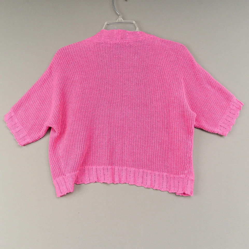 Suéter Lauren Ralph Lauren Mujer S/M Rosa Lino Algodón Encogerse de hombros Cárdigan Corto Foto 3 de 4