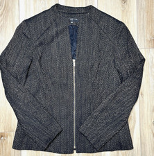 Jones New York Collection Zip Up Black Blazer Jacket - Women Size 8