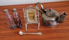 Vintage Konvolut alt für Puppenstube Cola Glasflasche 925 Silberlöffel etc.