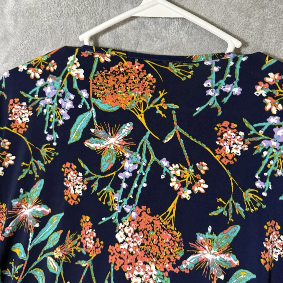 Ulla Popken Tunic 24-26 Art-to-Wear Floral Flowy Top Short Sleeve Slinky Plus - Image 4 of 4