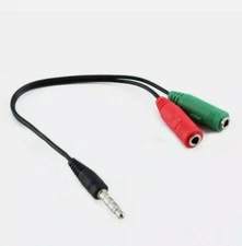 3.5mm Stereo Splitter Audio to Mic Headset Jack Plug Adapter For Cell Phone