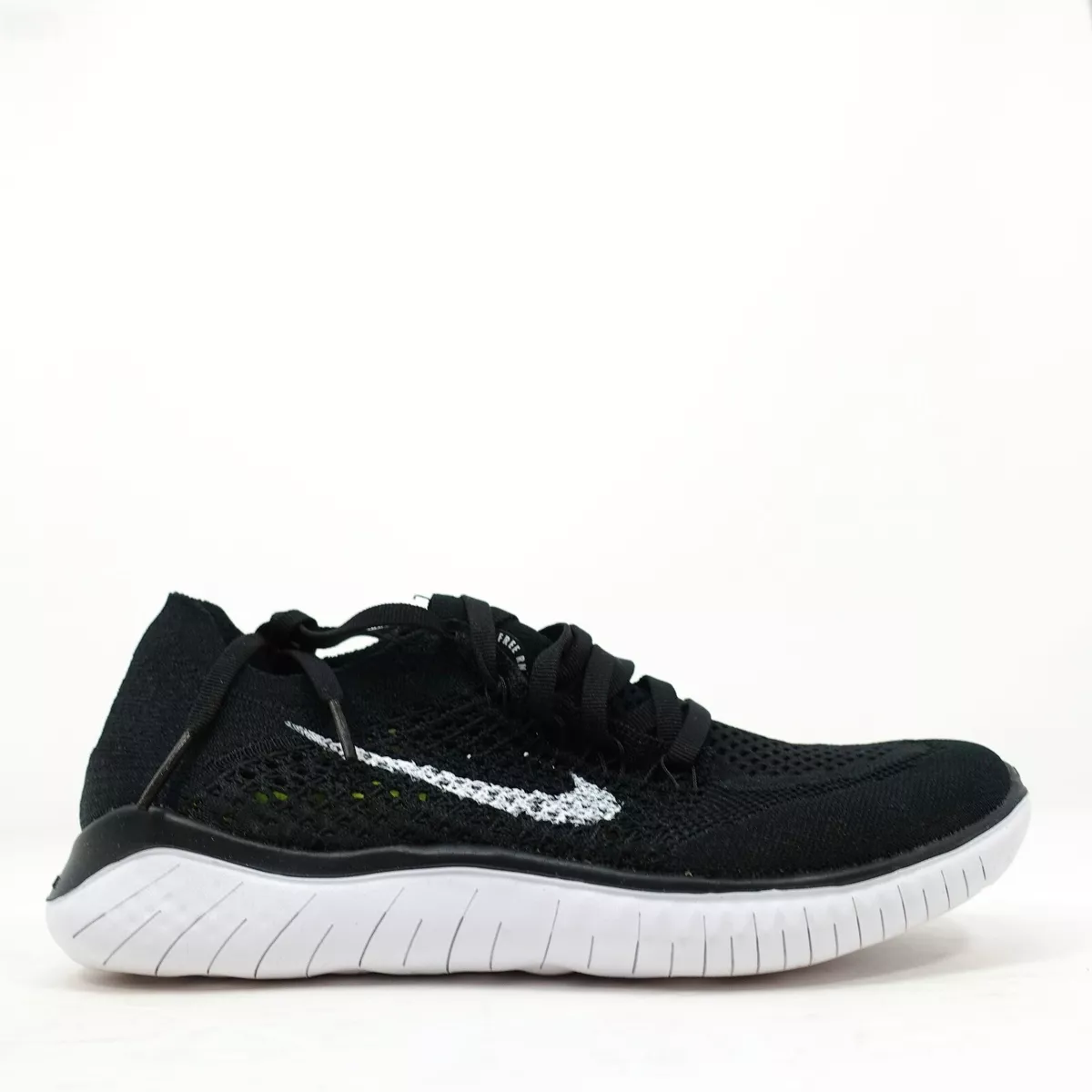 Nike Free RN Flyknit 2018 Running Shoes Black White 942839 001 Womens Size 6