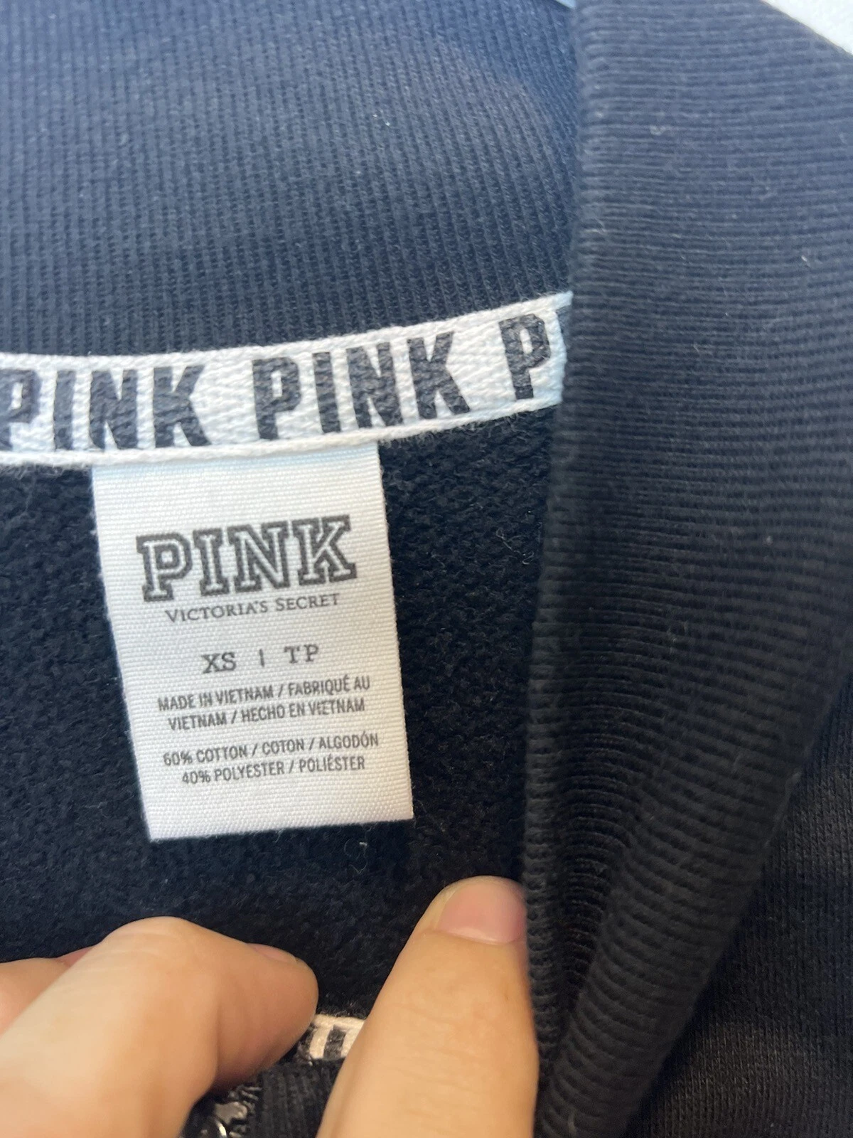 victoria-secret-vs 1/4 zip pullover logo gym sweatshirt