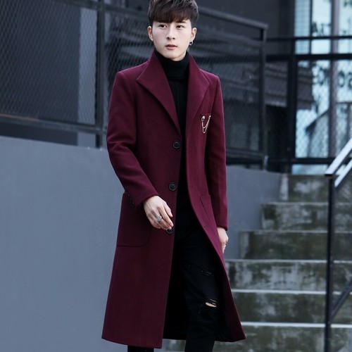 Mens Casual Wool Overcoat Double 
