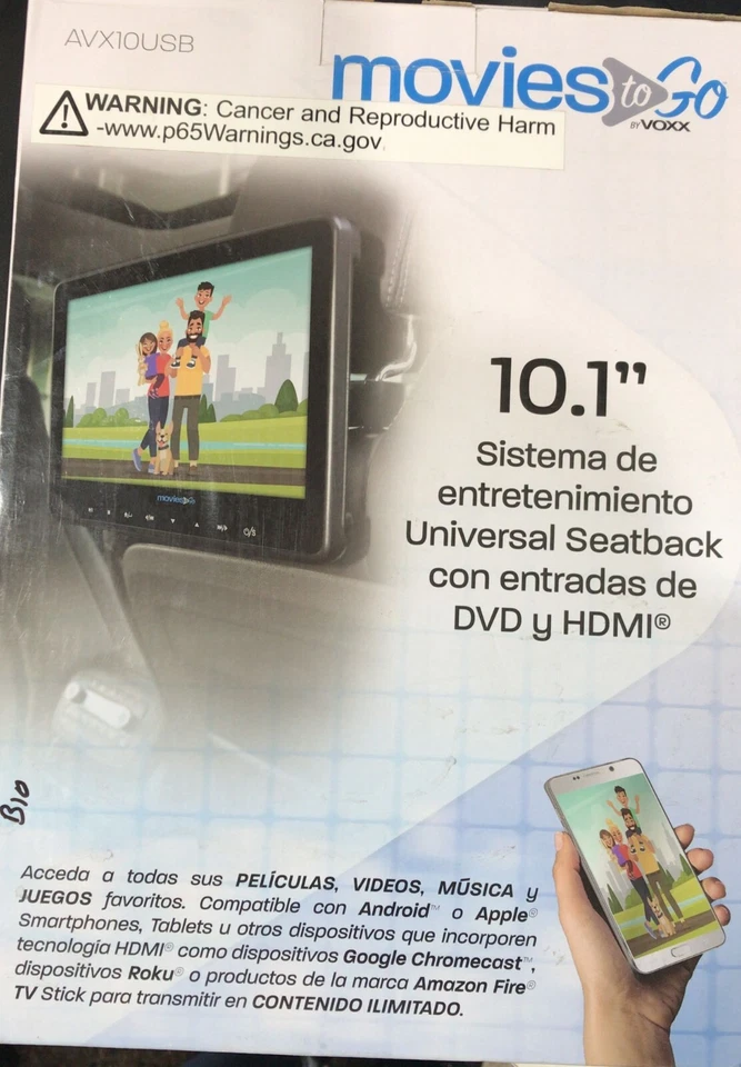 AVX10USB 10.1" Universal Seat-back System w DVD (b10) OPEN BOX, COMPLETE , NEW - Image 2 of 3