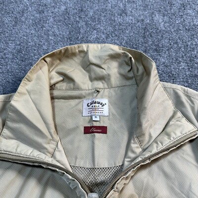 Callaway Jacket Mens Large Tan Windbreaker Removable Sport
