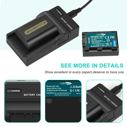 2x NP-FH50 Battery For Sony NP-FH30 NP-FH40 NP-FH60 NP-FH70 NP-FH100 + Charger - Picture 6 of 20
