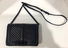 REBECCA MINKOFF Chevron Quilted Leather Love Small Crossbody Bag BLACK