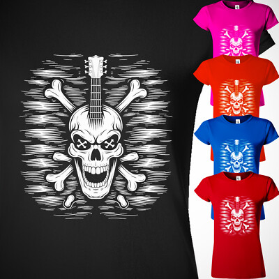 Distressed Skull Bone Face Women's T Shirt USA Horror Sarcastic New Gift Tee