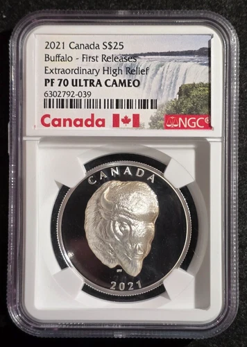 2021 Canada Buffalo Extraordinary High Relief 1 oz Silver PF $25 NGC PF70 UCAM