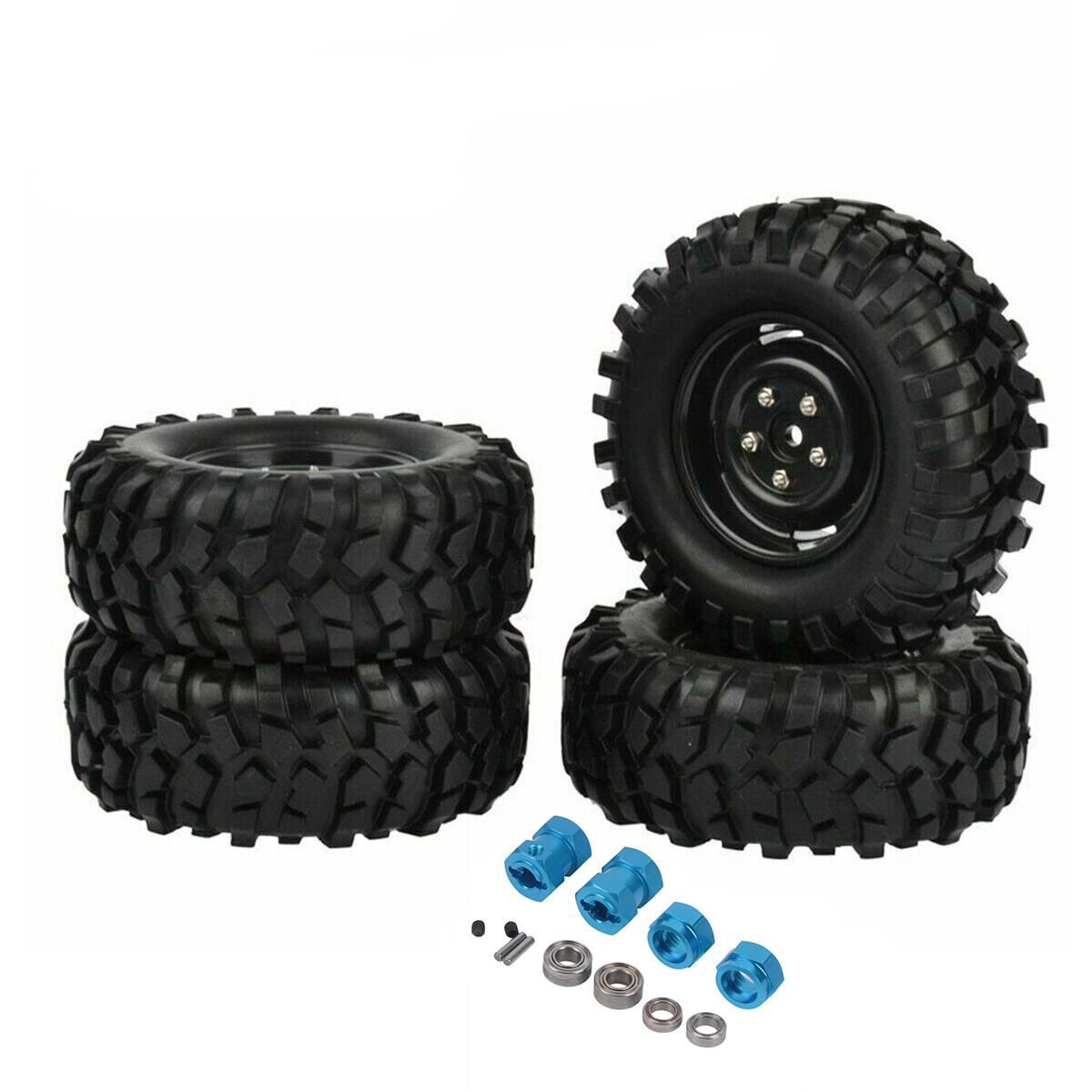 96mm Wheels Tires w/ Hex Adapters for Tamiya Hornet /Grasshopper