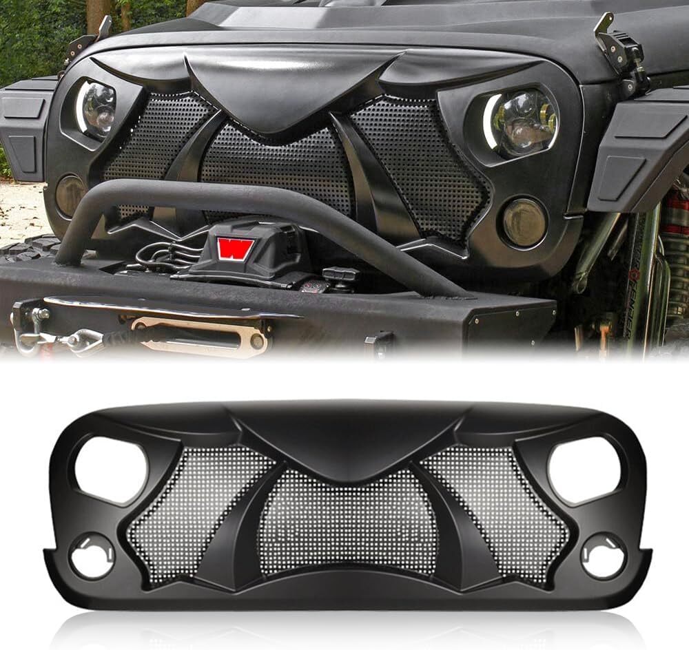Front Grill Cobra style Grid Grille For 2007-2018 Wrangler Rubicon Sahara JK JKU