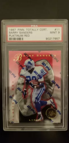 1997 Pinnacle Totally Certified Platinum Red Barry Sanders /4999 #11 PSA 9 MINT