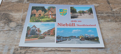 COLOR AK Postkarte GRÜSSE AUS NIEBÜLL NORDFRIESLAND MEHRBILD z.B. FÄHR-BAHNHOF ?