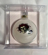 NOS 1996 Grateful Dead Skeleton Roses  White Ball Ornament Santa's RockShop