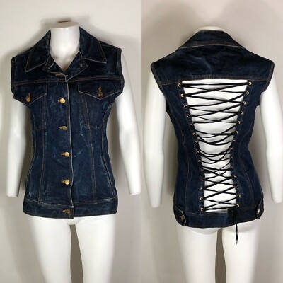 Vtg Jean Paul Gaultier Junior 80s Denim Corset Vest Sz 42 S/M | eBay