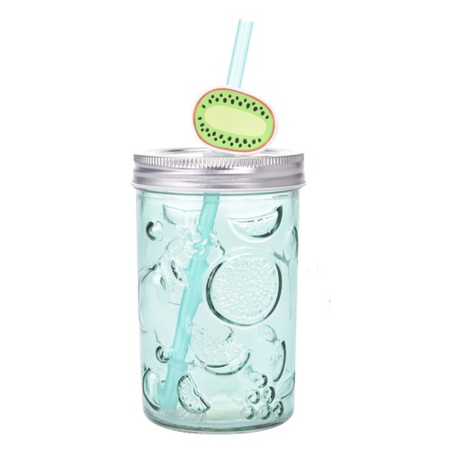 Glass Drinking Jam Jar Cocktail Glasses Juice Drink Party With Straw & Lid 500ml - 第 6/11 張圖片