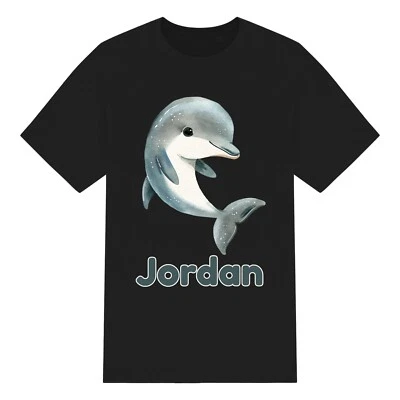 PIXPRINT Personalisiert süßes Aquarell Delfin Kinder T-Shirt für Jungen, Mädchen Unisex maßgeschneidert