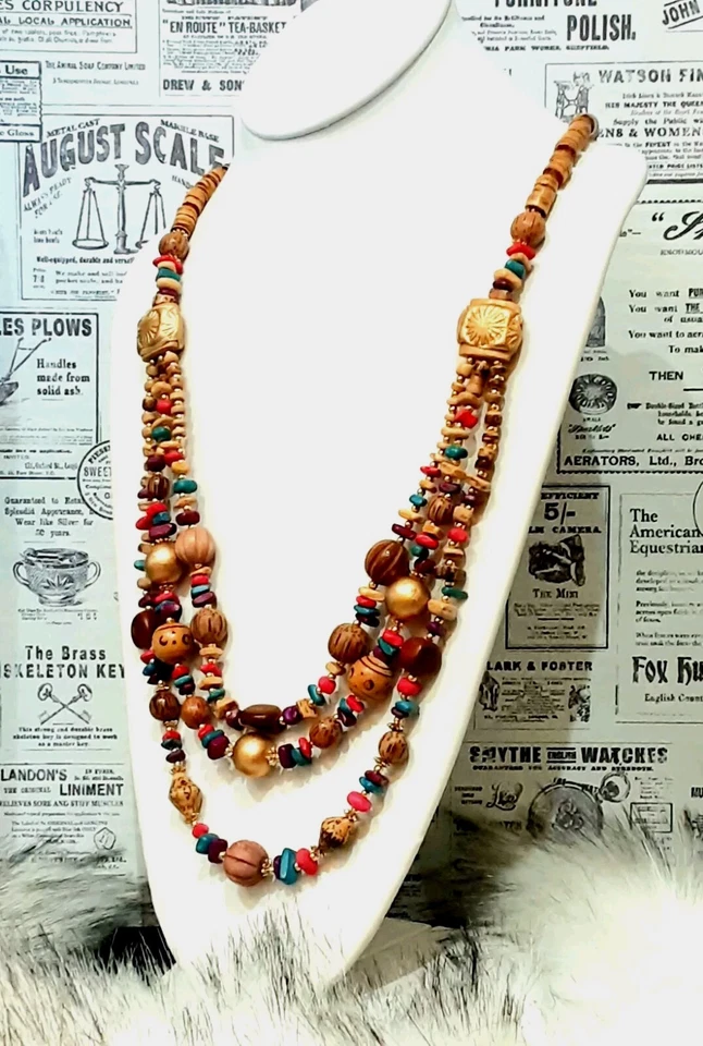 COOKIE LEE 🍪 Collar Colorido Madera, Cuentas, 15"L + Pendientes 3"L Ju1 Foto 3 de 4