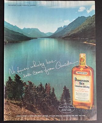 Vintage 1955 Dominion Ten Canadian Whiskey Print Ad
