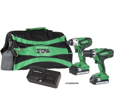 Metabo HPT Hammer Drill & Impact Driver 18V + 2 Batteries Combo Kit KC18DGLS NEW