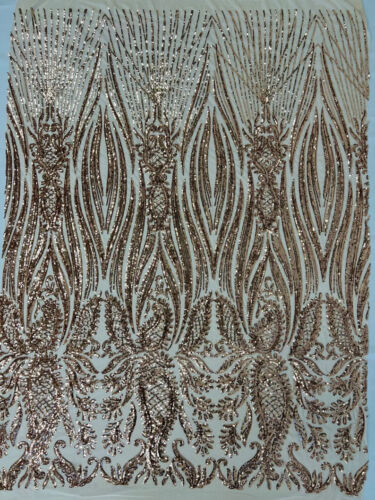 4 Way Stretch Mesh Fabric Paisley Designs Fabric By Yard. Rose Gold