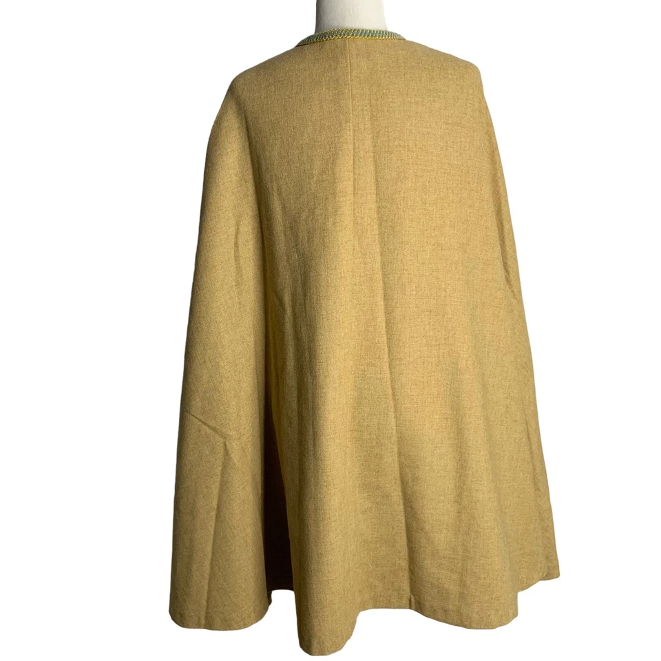 Abrigo con Capa de Lana Vintage Años 60 Para Mujer OS Talla Única Tostado Mod Bordado Forrado Foto 4 de 4