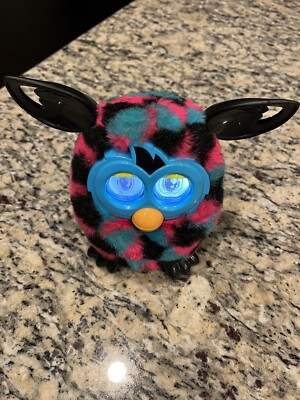 Furby Boom Geometric Fur Black Blue Pink Glitter Interactive Toy Working 2012