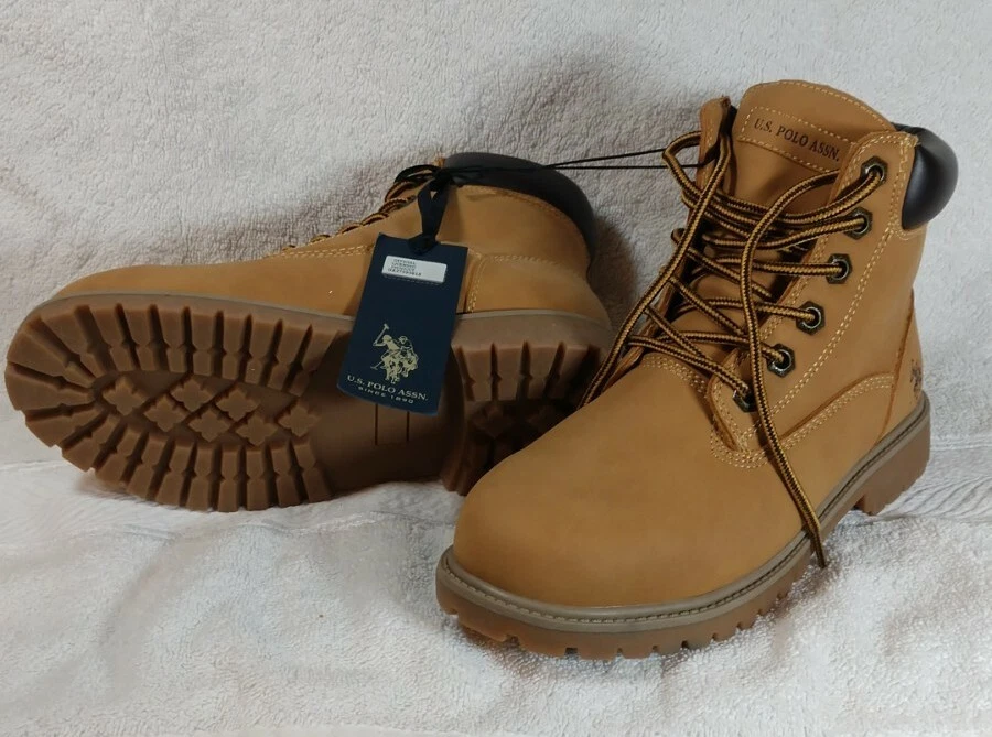 US Polo Assn Owen Tan Work Boots Boys size 4 NWT